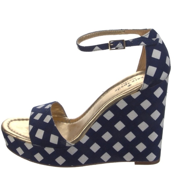 Kate Spade Gingham Wedge Platform Sandals - Picture 4 of 5